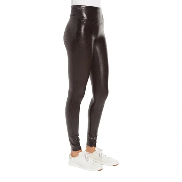 Spanx Faux Leather Croc Leggings in Color Shine - Picture 4 of 8